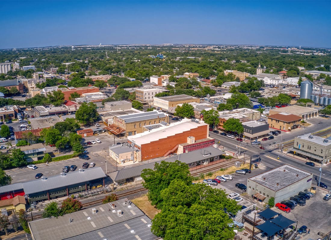 Paris, TX - Aerial View of New Braunfels, Texas During Summer